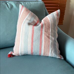 FRONTGATE 100% linen striped throw pillow 20” x 20”